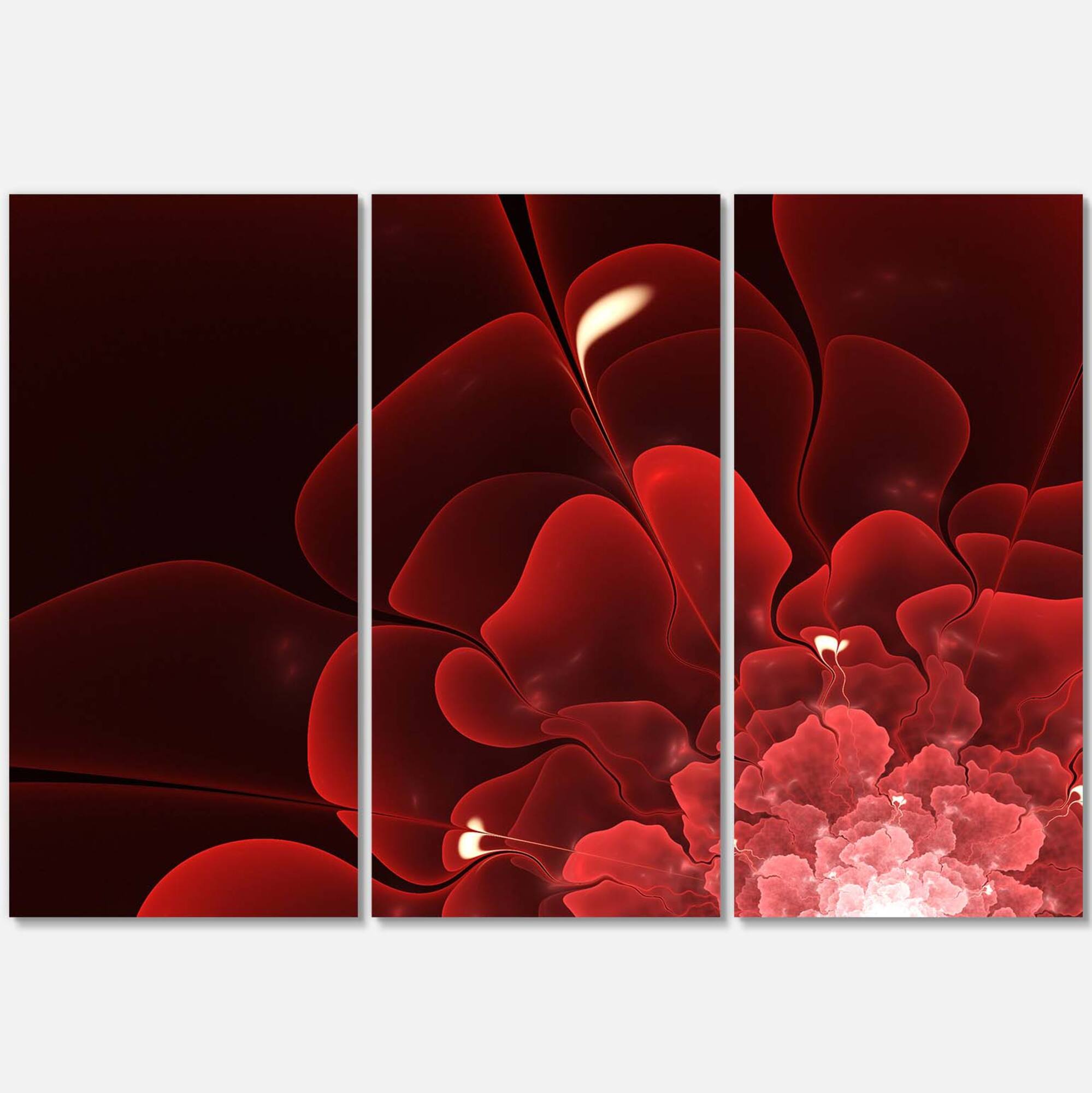 Designart - Fractal Flower Clear Red Digital Art